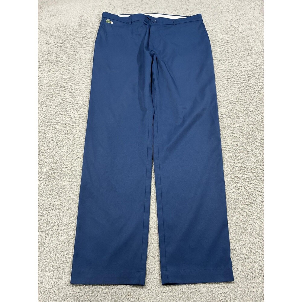 Lacoste Sport Pants Mens 36x31 Blue Woven Polyester Golf Khakis Casual Trousers